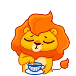 🤬 lion, animal, cup, tea, drink, cartoon telegram sticker