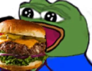 🍔 Pepe the Frog pepe, żaba, burger, mem, mem internetowy, głodny telegram sticker