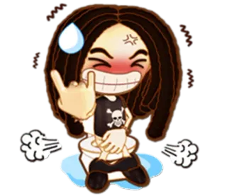 🤘 cartoon, angry, rock on, gesture, emoji, skull telegram sticker
