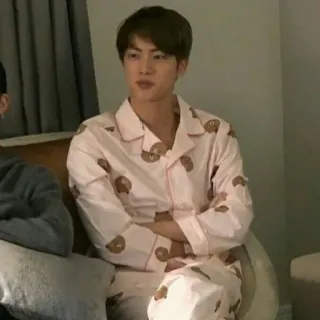 🐹 người đàn ông, pijama, bánh donut, đang ngồi, trong nhà telegram sticker