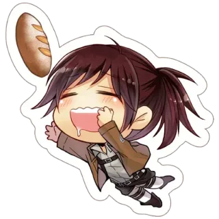 😋 Sasha Braus Attack on Titan Anime, Chibi, Sasha Braus, Ataque dos Titãs, Comida, Pão telegram sticker