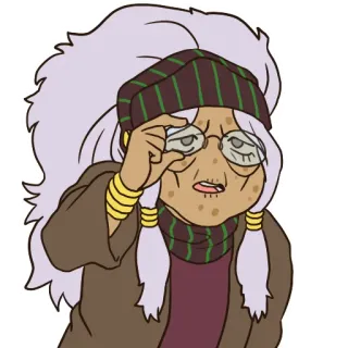👵 anciana, personaje, dibujos animados, gafas, mirando telegram sticker