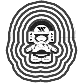 🤖 ATM dessin animé, casque, robot, noir et blanc, illustration, écouteurs whatsapp sticker