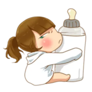 😒 bébé, biberon, enfant, dessin animé telegram sticker