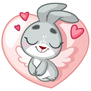 👼 ウサギ, ハート, 愛, かわいい, 動物, 漫画, ステッカー telegram sticker
