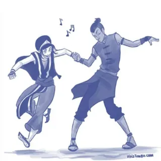 👫 Sokka Avatar: The Last Airbender Anime, Taniec, Ilustracja, Kreskówka, Avatar, Sokka, Yue telegram sticker