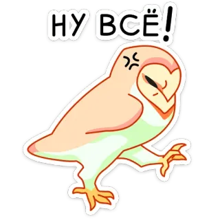 🙅‍♂️ НУ ВСЁ! coruja, desenho animado, zangado, adesivo, pássaro, fofo telegram sticker
