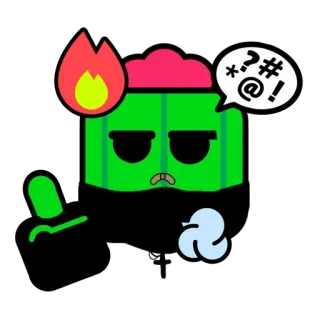 🖕 cactus, angry, upset, emoji, cartoon telegram sticker