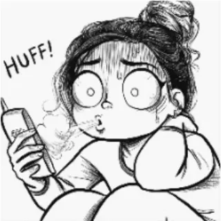 😞 HUFF! Cartoon, Erschöpft, Telefon, Schweiß, Frustriert, Verärgert, Gestresst telegram sticker