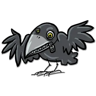 🤐 Krähe, Vogel, Cartoon, Tier, Reißverschluss, Lustig, Seltsam, Skurril whatsapp sticker