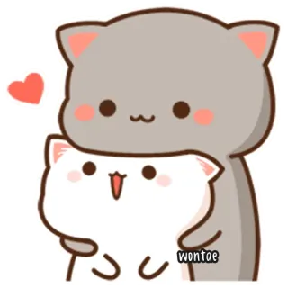 🍥 wontae süß, Katze, Herz, Cartoon, kawaii telegram sticker