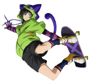 😊 Anime, Skateboard, Charakter, Katzenohren, Hoodie telegram sticker