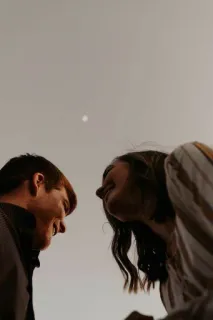 💖 relación, pareja, caras, mirando arriba, perfil telegram sticker