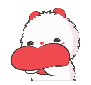😊 mignon, animal, dessin animé, kawaii, rouge, blanc whatsapp sticker