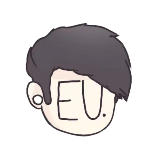🙄 EU. sticker, cartoon, character, e-boy, earrings, hair telegram sticker