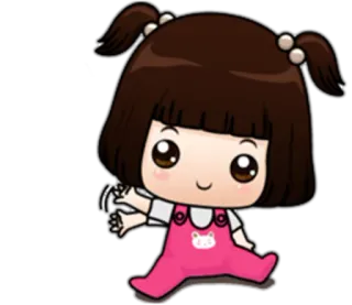 👋 Cartoon, Mädchen, Kind, Süß, Kawaii, Illustration telegram sticker