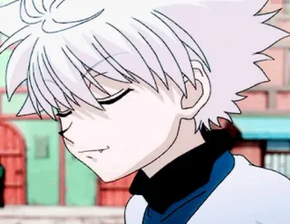 😌 Killua Hunter x Hunter アニメ, キルア, Hunter x Hunter, 漫画, 白い髪, 笑顔 telegram sticker