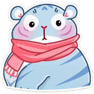 😳 น่ารัก, สัตว์, แฮมสเตอร์, ฤดูหนาว, ผ้าพันคอ telegram sticker