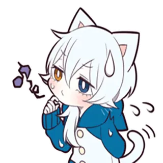 😗 kat, anime, schattig, personage, sticker, manga, kawaii whatsapp sticker