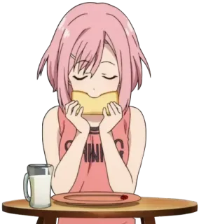 🍞 GAMING Anime, Dibujo animado, Personaje, Chica, Comida, Leche, Tostada telegram sticker