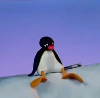 😞 Pingu ペンギン, 漫画, クレイアニメ, 悲しい, 座っている telegram sticker