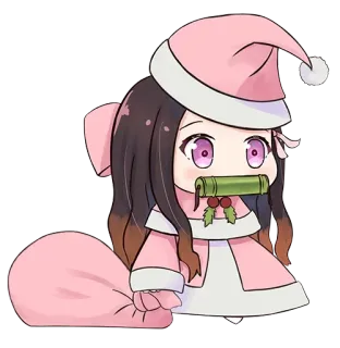 😌 Nezuko Kamado Demon Slayer Anime, Lindo, Nezuko, Demon Slayer, Navidad, Santa Claus telegram sticker