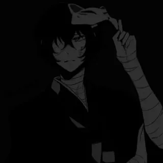 🖤 Osamu Dazai Bungou Stray Dogs anime, manga, dark, character, bandages, mask, bungou stray dogs, dazai whatsapp sticker
