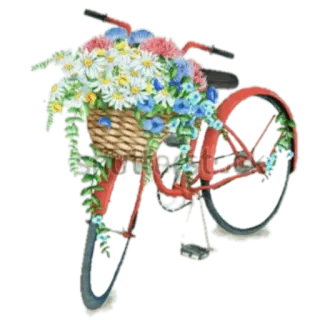 🚲 vélo, fleurs, panier, printemps, marguerites whatsapp sticker