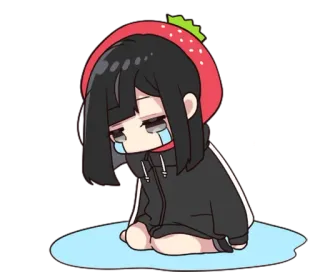 😭 triste, llorando, anime, fresa, lindo, kawaii whatsapp sticker
