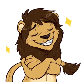 😁 león, animal, dibujo animado, peludo, personaje telegram sticker