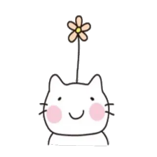 😌 cat, flower, cute, kawaii, animal telegram sticker