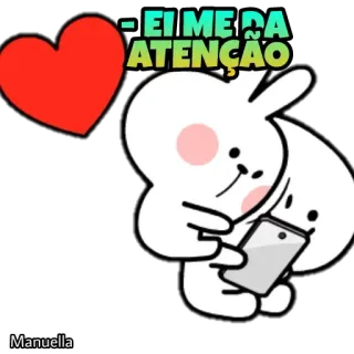 😕 EI ME DA ATENÇÃO conejo, corazón, atención, dibujo animado, lindo, teléfono, Manuela telegram sticker