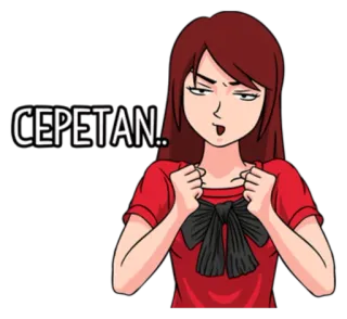 😖 CEPETAN.. Cartone animato, Femmina, Espressione, Sbrigati, Aspetta whatsapp sticker