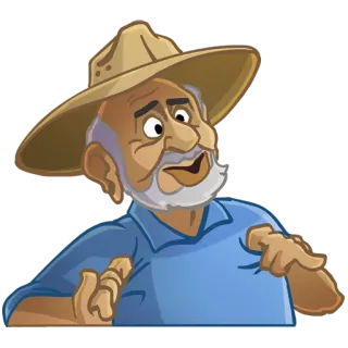 🙃 dessin animé, homme, vieil homme, geste whatsapp sticker