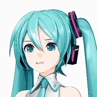 😟 Hatsune Miku Hatsune Miku, Vocaloid, Anime fille, Anime, Personnage, Femme, Mignon, Expression whatsapp sticker