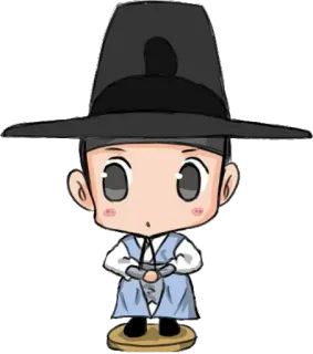 😮 Korea, Tradisional, Topi, Chibi, Kartun, Karakter, Lucu telegram sticker
