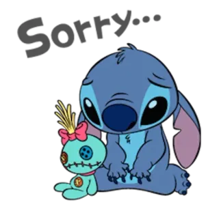 😕 Stitch Lilo & Stitch Sorry... стич, извини, грустный, извинения, милый, лило и стич, мультфильм telegram sticker
