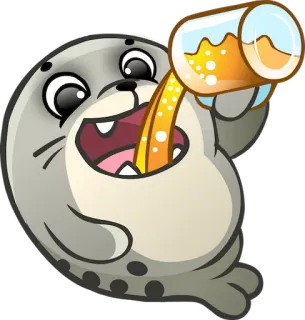 🍺 foca, bebiendo, cerveza, dibujos animados, lindo, animal telegram sticker