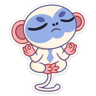 😌 macaco, yoga, meditação, desenho animado, zen, pacífico telegram sticker