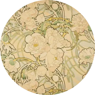 🌺 Blumenmuster, Jugendstil, Blumen, Beige, Hintergrund, Natur telegram sticker