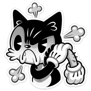 😡 cat, angry, cartoon, vintage, steaming telegram sticker