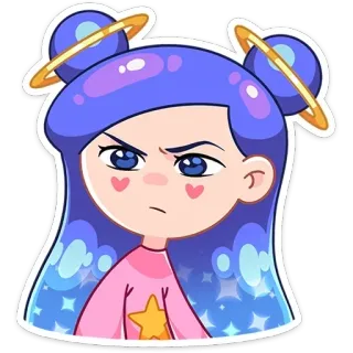 😕 cartoon, girl, angry, space, galaxy telegram sticker