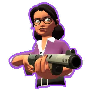 🔫 cartoon, shotgun, woman, glasses, video game telegram sticker