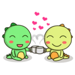 🍻 dinosauro, caffè, amore, carino, kawaii, cuore whatsapp sticker