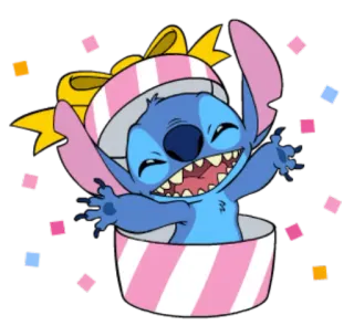🎁 Stitch Lilo & Stitch ดิสนีย์, น่ารัก, ของขวัญ, มีความสุข, เอเลี่ยน whatsapp sticker