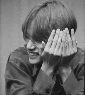 👽 person, smiling, hands, portrait, black and white, youth telegram sticker