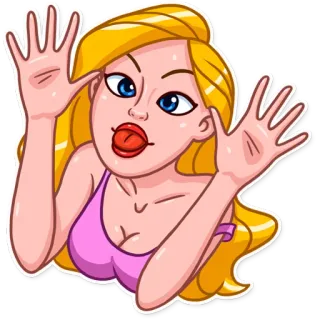 🤪 Frau, blond, Mädchen, Cartoon, Sticker, Ausdruck, Zunge, Gesicht whatsapp sticker