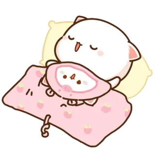 😴 süß, schlafend, Cartoon, Kissen, Decke telegram sticker