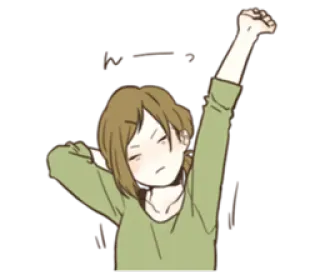 😴 woman, stretching, cartoon, sleepy, tired, girl whatsapp sticker