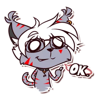 👌 OK Katze, Brille, Cartoon, OK, Daumen hoch, Tier whatsapp sticker